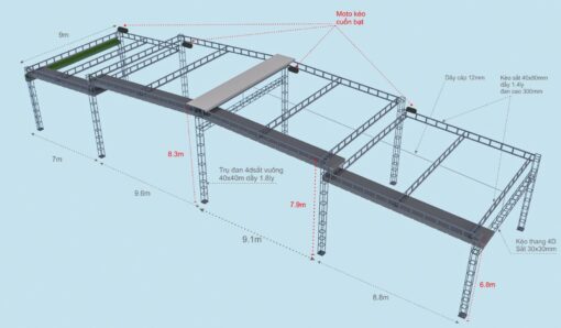 Cấu tạo của bạt mái kéo ngoài trời che sân thượng