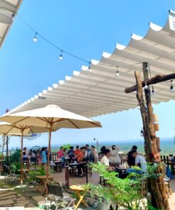 Thiết kế mái che bạt kéo cho quán cafe sân thượng, rooftop