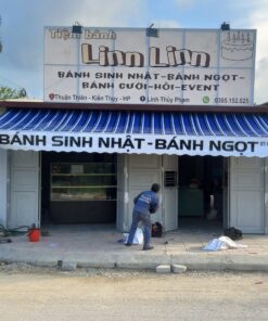 Lắp đặt bạt mái hiên quay tay cửa hàng