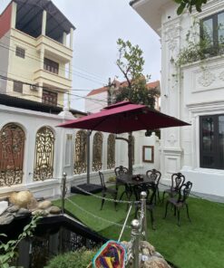 Ô dù lệch tâm vuông hệ nâng hạ màu đỏ