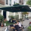 Dù lệch tâm vuông 3m hợp kim nhôm xoay 360 màu xanh