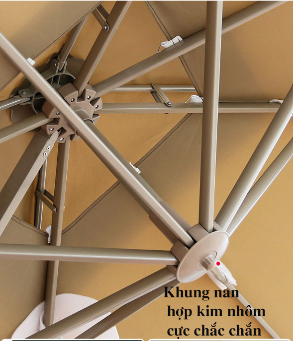 Cấu tạo dù lệch tâm có đèn Led 3x3m hợp kim có đèn Cấu tạo dù lệch tâm có đèn Led 3x3m hợp kim có đèn