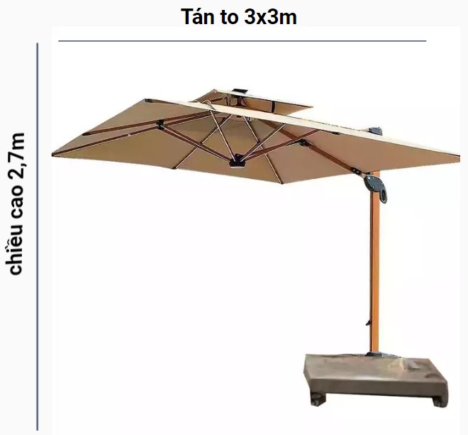 Cấu tạo dù lệch tâm có đèn Led 3x3m hợp kim có đèn Cấu tạo dù lệch tâm có đèn Led 3x3m hợp kim có đèn