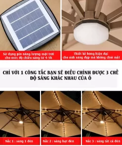 Cấu tạo dù lệch tâm có đèn Led 3x3m hợp kim có đèn