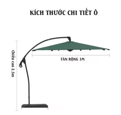 Cấu tạo dù lệch tâm tròn 3m nhập khẩu