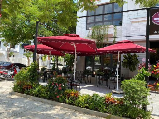 Ô dù lệch tâm vuông 2m5x2m5 màu đỏ