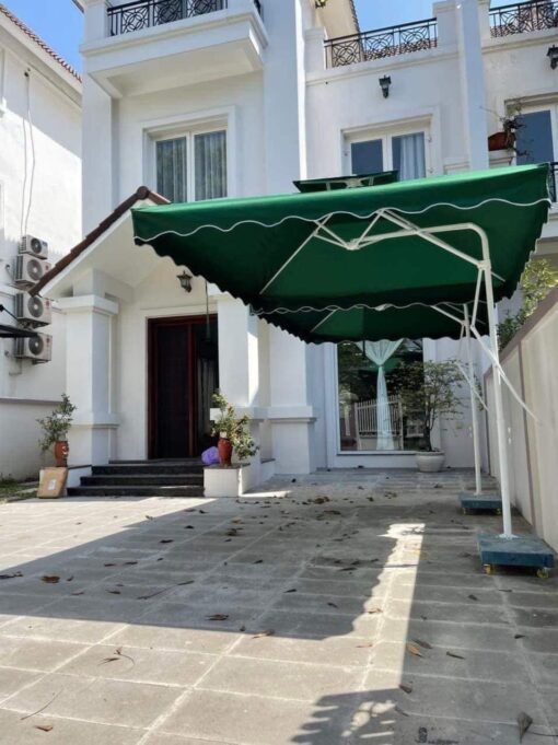 Ô dù lệch tâm vuông 2m5x2m5 màu xanh có bèo
