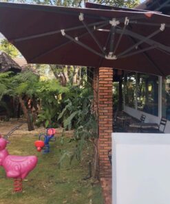 Ô dù lệch tâm vuông 2m5x2m5 màu đỏ Thanh Hoá