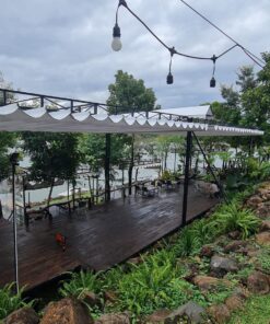 Mẫu bạt mái xếp lượn sóng che nắng mưa sân vườn đẹp