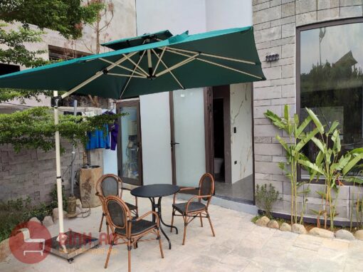 Dù lệch tâm vuông 3m hợp kim nhôm xoay 360 màu xanh