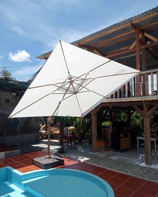 Ô dù lệch tâm vuông 2m5x2m5 màu trắng